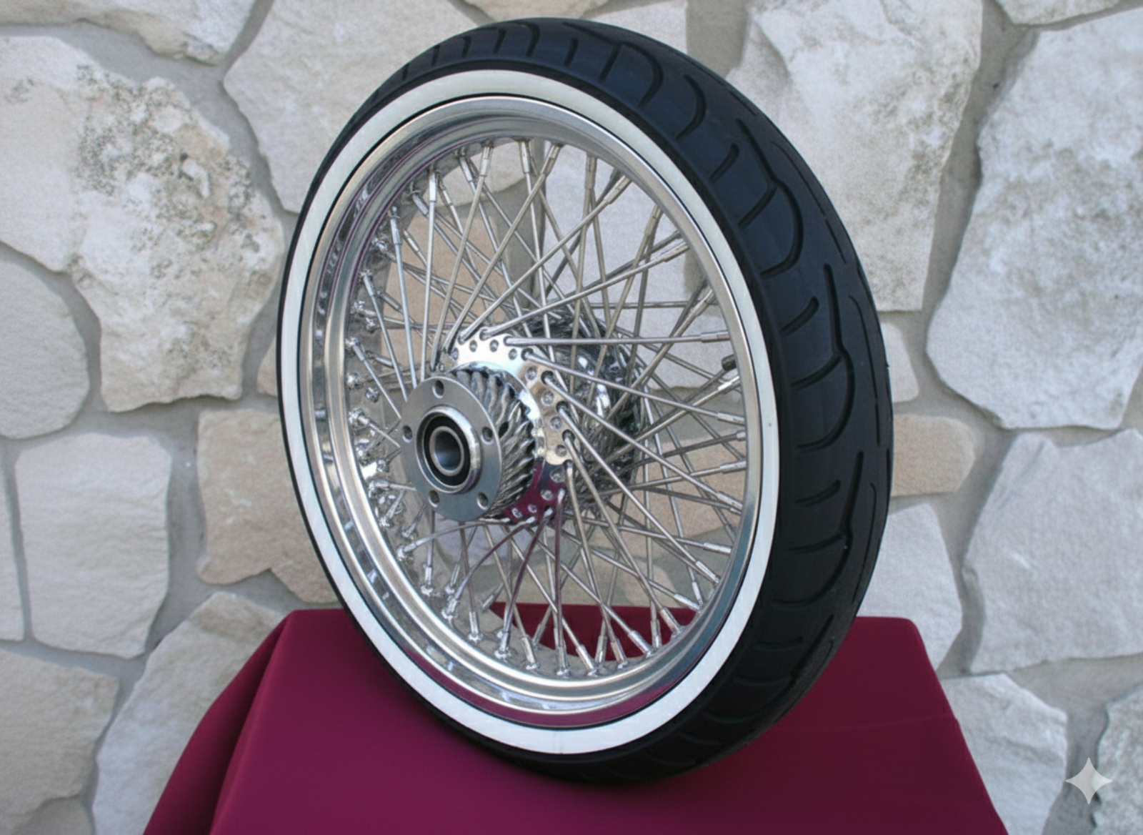 16X3.5" 80 SPOKE CHROME WHEEL TIRE REAR HARLEY SOFTAIL HERITAGE TOURING 2000-03