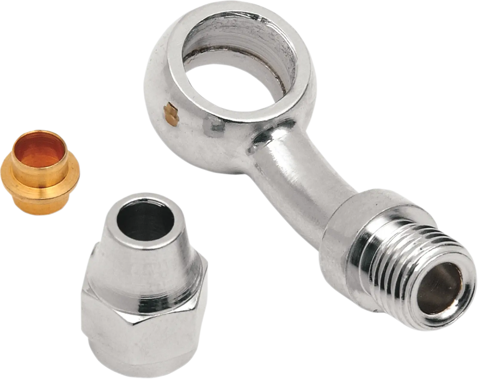 UNIVERSAL CHROME BANJO FITTING 7/16" 35 DEGREE FOR HARLEY & CUSTOMS