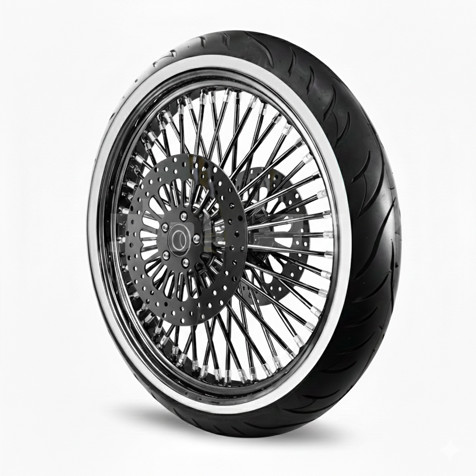 21X3.5 48 FAT SPOKE 08-UP BLK ROTOR WHEEL 120/70-21 SHINKO WW TIRE HARLEY TOURING