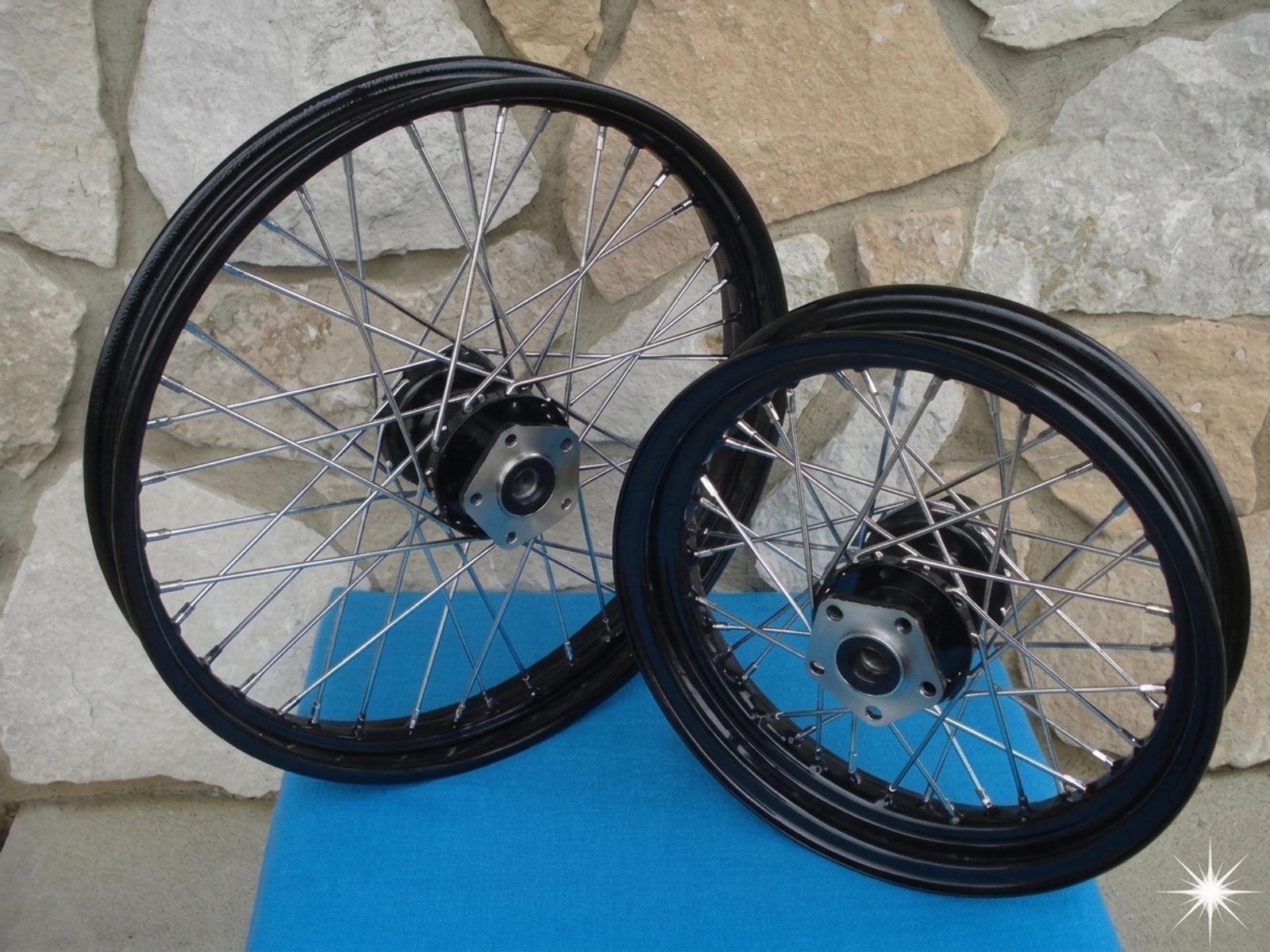 21" & 16" BLACK RIM HUB FRONT / REAR WHEEL SET HARLEY SOFTAIL FXST FXDWG 1984-99