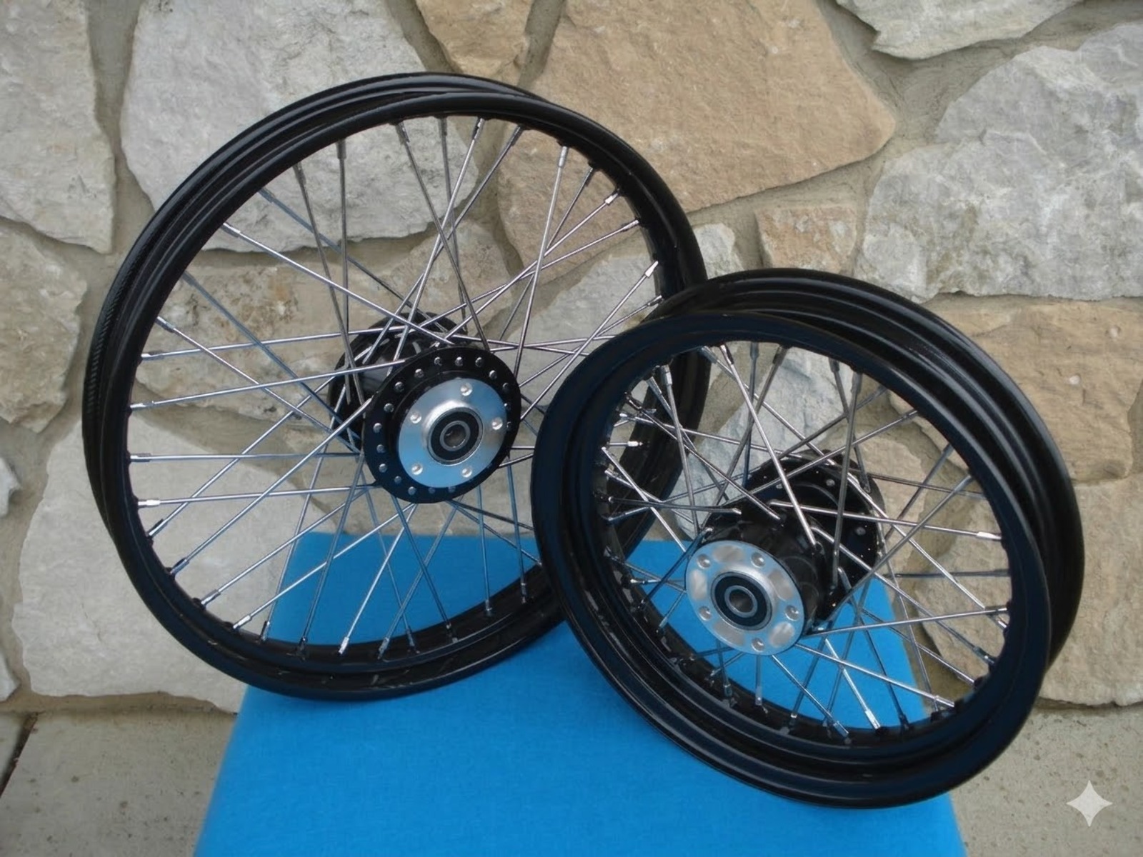 21" & 16" BLACK RIM HUB WHEEL SET HARLEY SPORSTER, XL, 883, 1200, FXR 2000-04