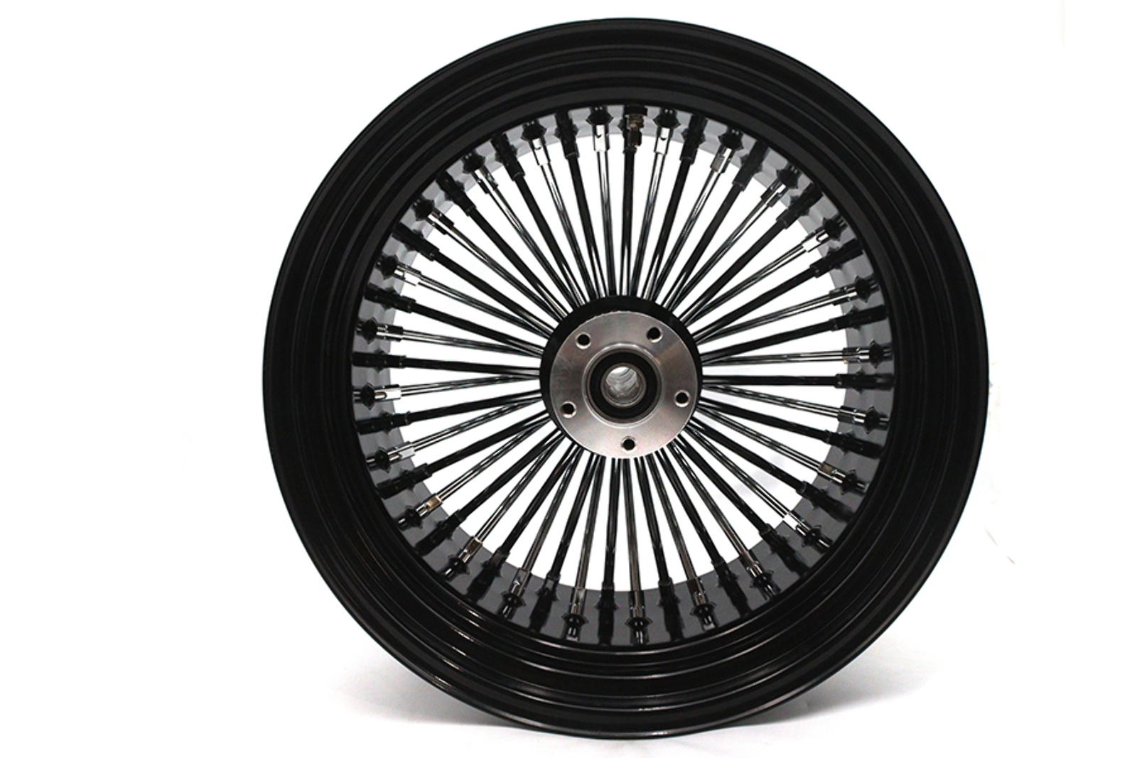 18X10.5" BLACK FAT SPOKE REAR DUAL DISC WHEEL FOR HARLEY CHOPPERS 300 TIRE