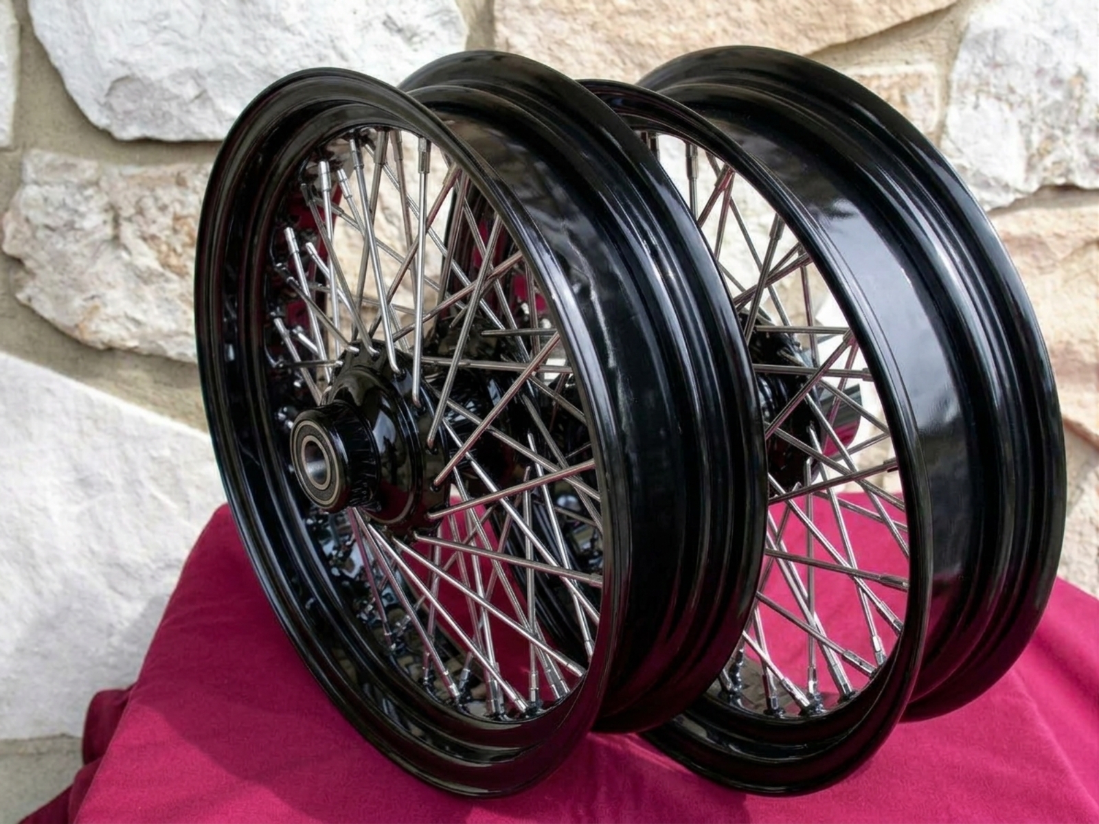 16" x 3.5" 60 SPOKE DNA BLACK WHEELS 2000-06 FOR HARLEY HERITAGE FATBOY DELUXE