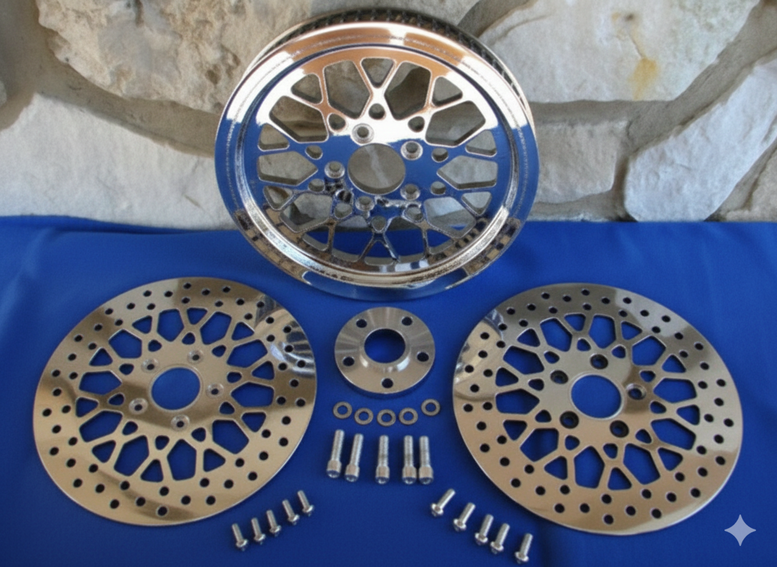 MESH CROSS LACED PULLEY & BRAKE ROTORS PARTS FOR HARLEY 70 T 1 1/2" 1984-99