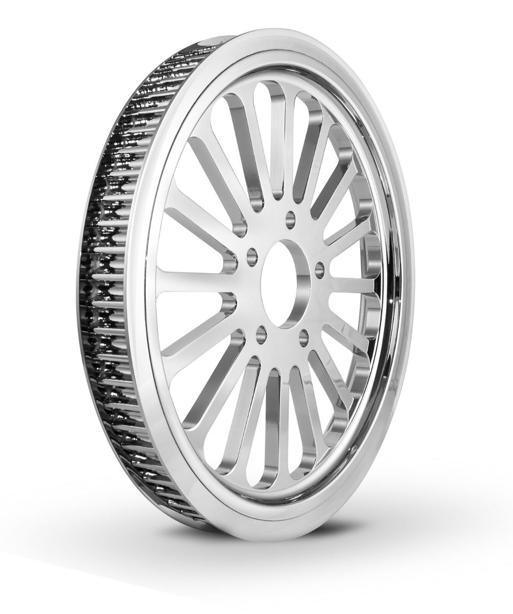 KCINT 65 Tooth 1-1/2" Mesh Rear Pulley For Harley & Custom Choppers – Chrome Finish