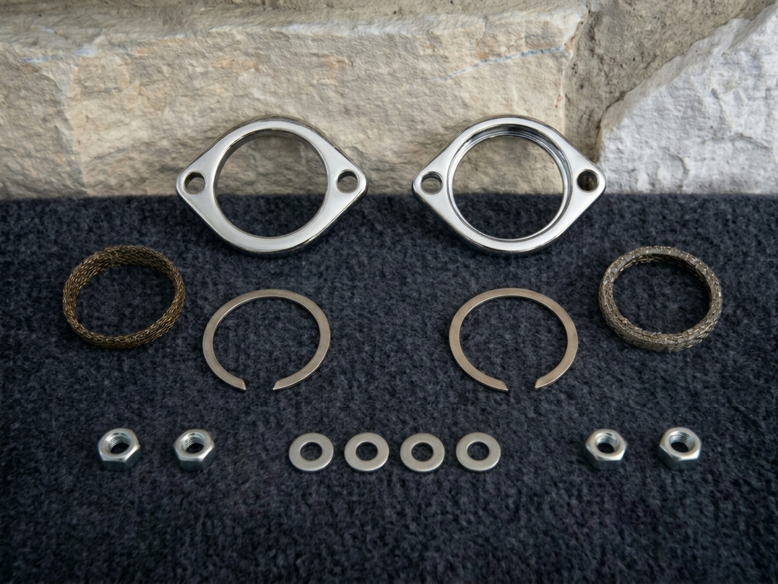 DELUXE CHROME EXHAUST FLANGE KIT FOR HARLEY EVO & TWIN CAM 1984 & 2017