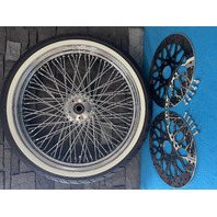 21X3.5 80 SPOKE FRONT WHEEL 120/70-21 SHINKO WHITE TIRE KIT HARLEY TOURING 08-UP