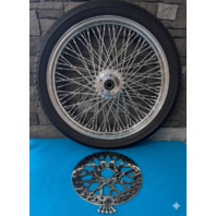 21X3.5" 80 SPOKE FRONT WHEEL 120/70-21 BLK SHINKO TIRE KIT HARLEY DELUXE 2000-06