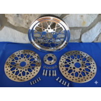 MESH DNA 65T 1 1/8 PULLEY W/SPACER & ROTORS W/ BOLTS FOR HARLEY & CHOPPER 84-99