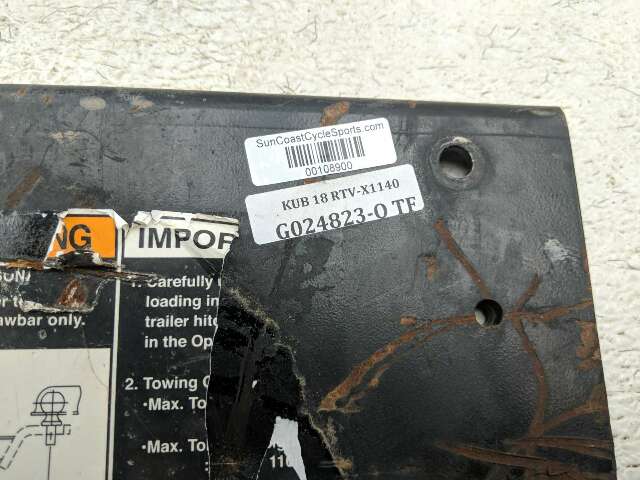 18 Kubota RTV X1140 Label Plate Guard Cover Panel