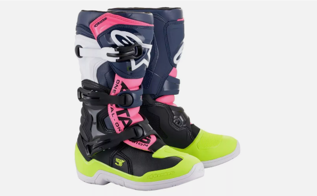 ⭐︎ ALPINESTARS Youth Tech 3S Motocross Black/Blue/Pink Flourescent