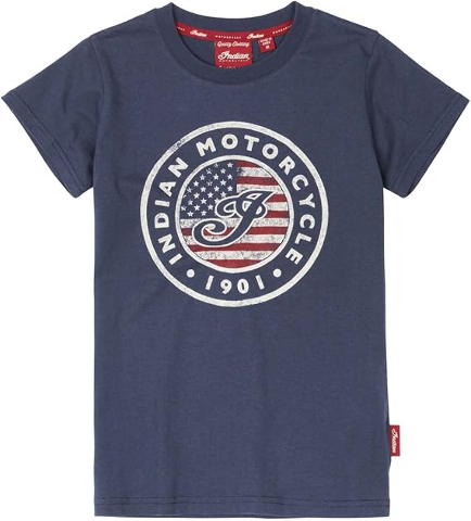 Indian Motorcycle Kids XL USA Flag Logo T-Shirt Navy 12-14 Years 286293209