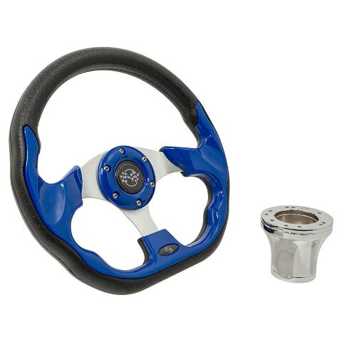 GTW 12.5 Inch Blue Racer Golf Cart Steering Wheel for EZGO TXT