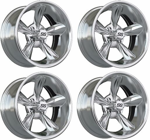 GTW Godfather 14 inch Chrome Aluminum Golf Cart Wheel | 3:4 Offset