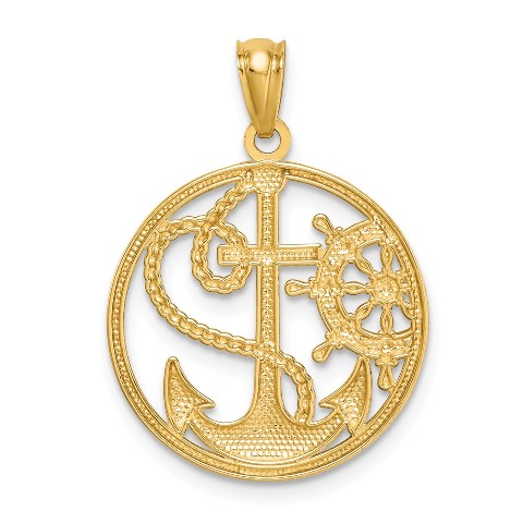 10K Yellow Gold Cross In Frame Charm Pendant from Roy Rose Jewelry