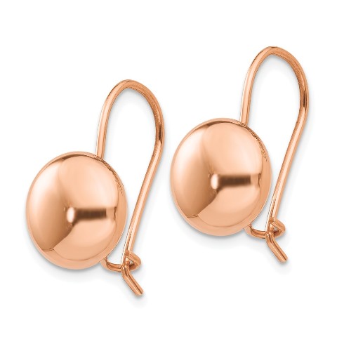 14k Yellow Gold Polished 10.5mm Button Kidney Wire Earrings Ideal Gifts For Women