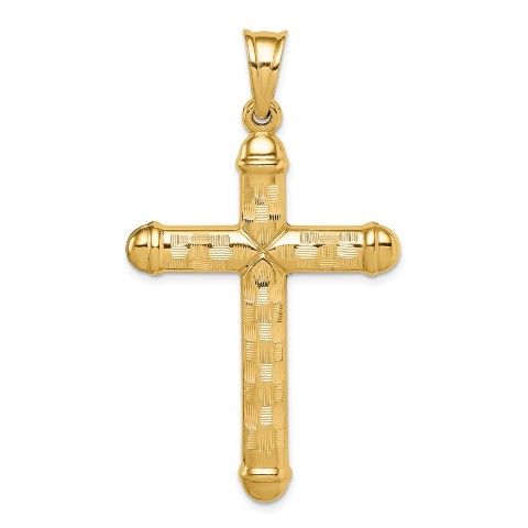 14K Yellow Gold Hollow Cross Pendant from Roy Rose Jewelry