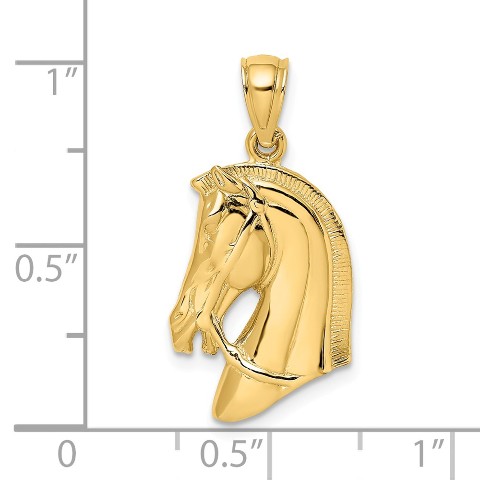 14k Yellow Gold Horse Head Profile With Short Mane Charm Pendant - Gold Horse Head Pendant 14k Yellow Gold Horse Head Profile With Short Mane Charm Pendant - Gold Horse Head Pendant