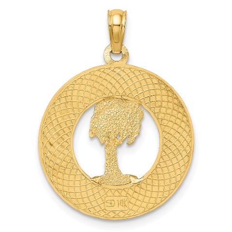 Pendants Travel and Transportation Charms 14K Yellow Gold Island /& Palm Tree Charm Pendant