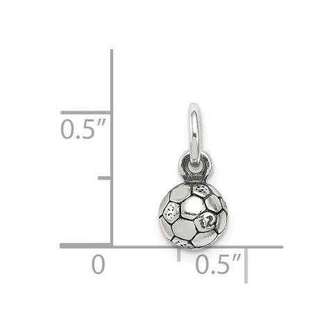 925 Sterling Silver Solid Polished Antique finish Antiqued Soccer Ball Char Pendant