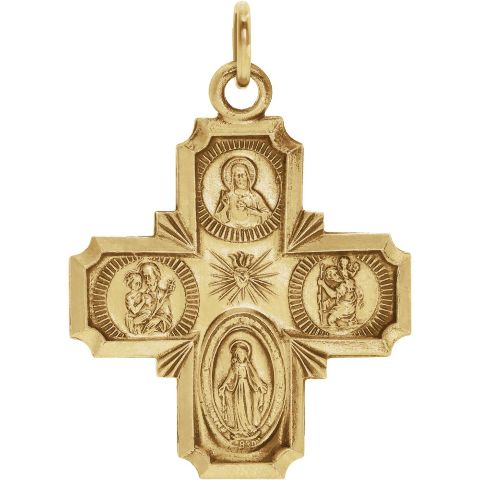 14K Yellow Gold Hollow Cross Pendant from Roy Rose Jewelry