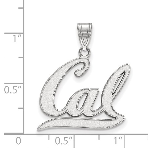 925 Sterling Silver Rhodium-plated Laser-cut University of California Berkeley Medium Disc Pendant