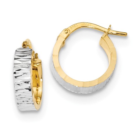 Jewelry Best Seller Leslies 14k Two-tone Polished and Diamond-cut Hinged Earrings