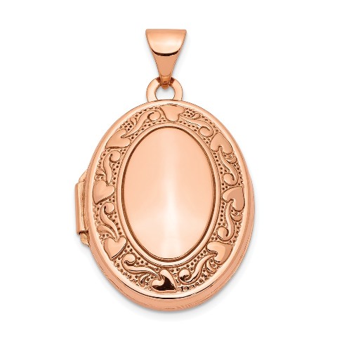14k Rose Gold 21mm Oval w//Diamond Vintage blk interior Locket XL671