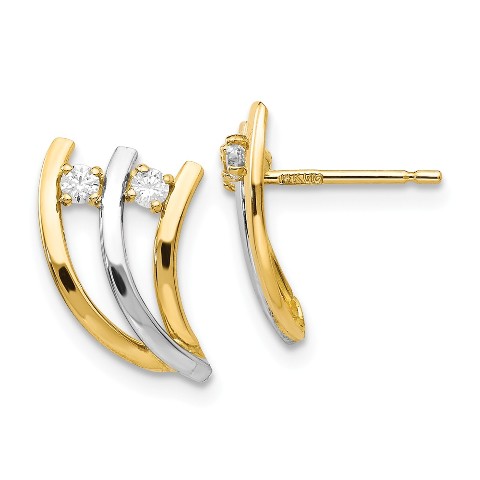 14kt with Rhodium Polished Heart Post Earrings