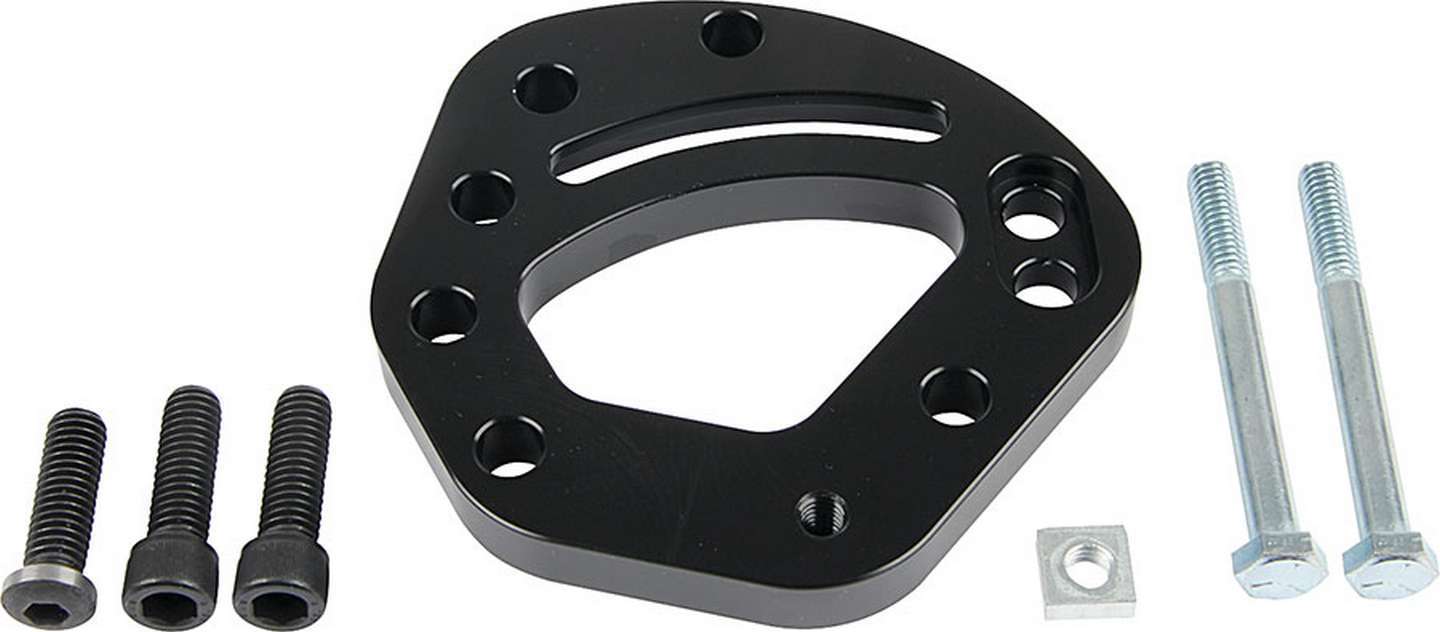 Allstar Power Steering Pump Bracket Economy Driver Side Head Mount Aluminum Black Anodize Short