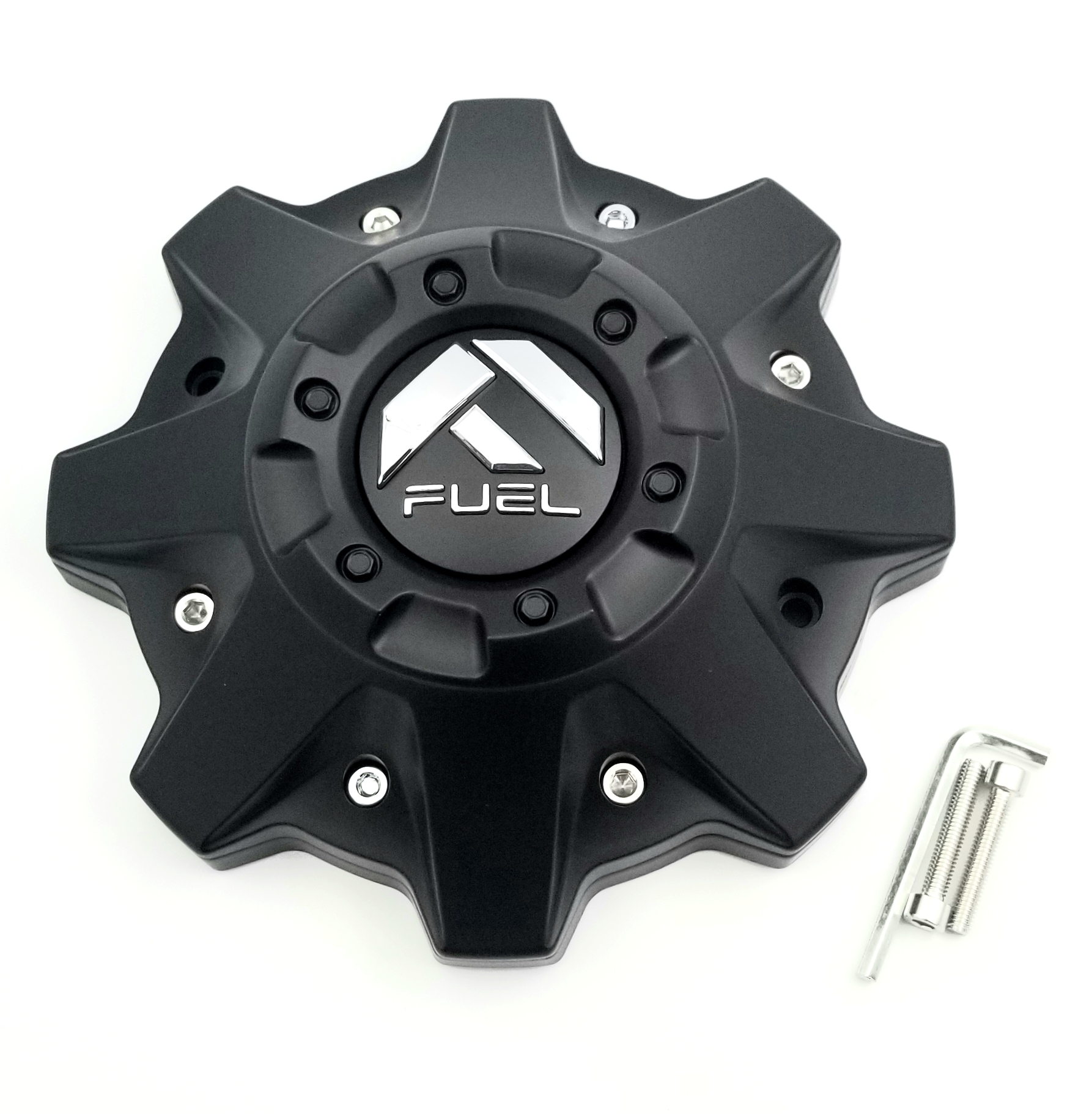 Fuel Matte Black Chrome Rivets Wheel Center Cap 100253B M447 8 Lug