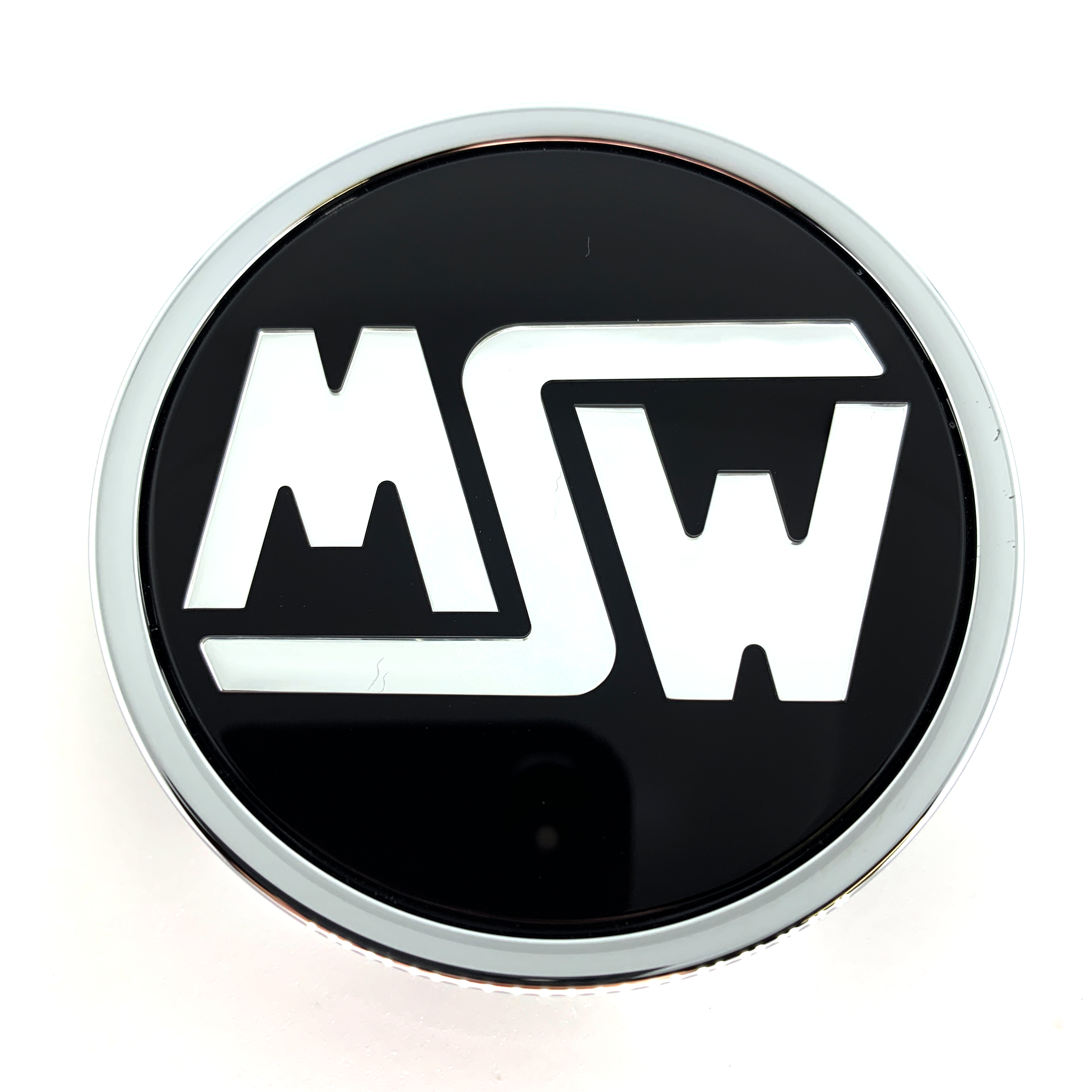 MSW Wheel Center Cap SnapIn 68mm OD PCF56 Black Chrome Logo New Single
