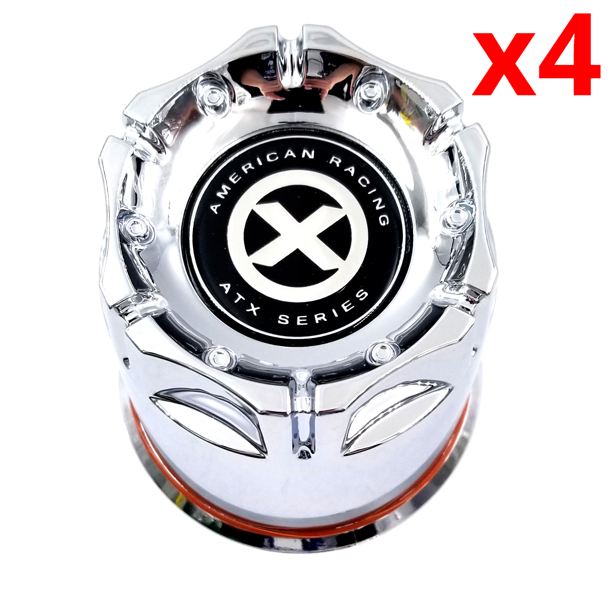 Set of 4 American Racing ATX Chrome Push Thru 5 Lug Wheel Center Cap