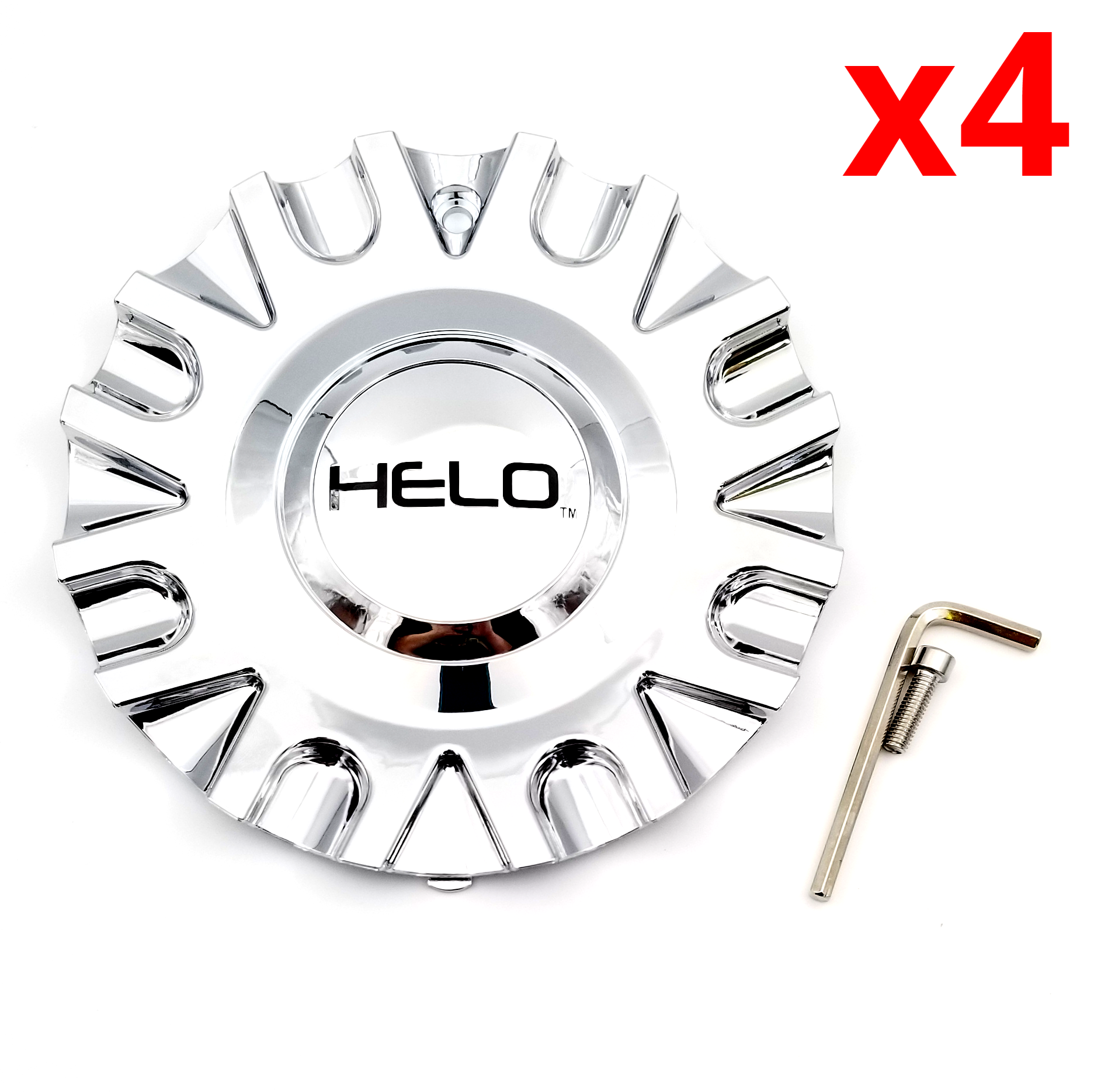 Set of 4 Helo Chrome Bolt On Center Cap fits HE913 Style Wheels PN