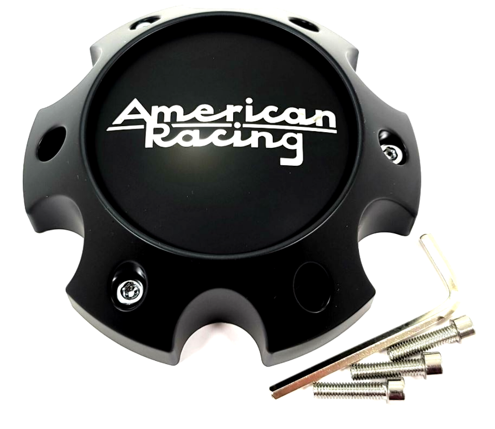 American Racing Cast Iron Black 6 Lug Bolt On Wheel Center Cap