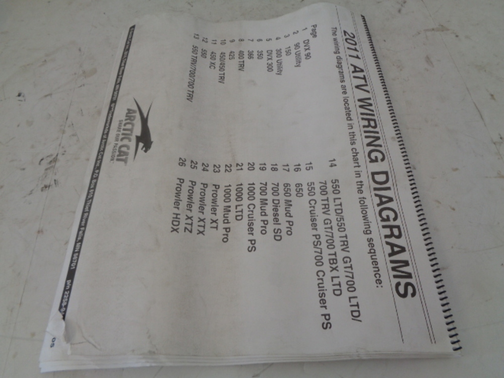 Arctic Cat ATV Quad 2011 ATV Wiring Diagrams Manual Part# 2258-944 | M