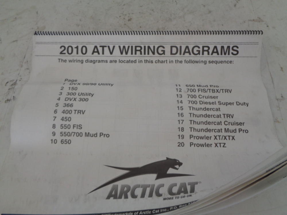 Arctic Cat ATV Quad 2010 ATV Wiring Diagrams Manual Part# 2258-599 | M