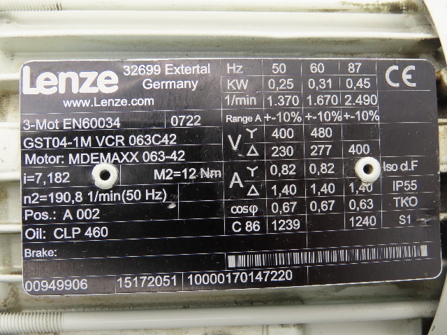 MODELERS MD43102-M Lenze MDEMAXX 063-42 Inline Gear Motor 7.18 Reducer .31kw
