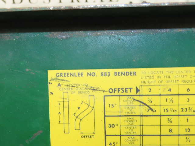 Greenlee One Shot Hydraulic Bender 883-4 Set 1.25-3
