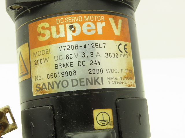 Sanyo Denki V720B-412EL7 Super V DC Servo Brake Motor 80 VDC W