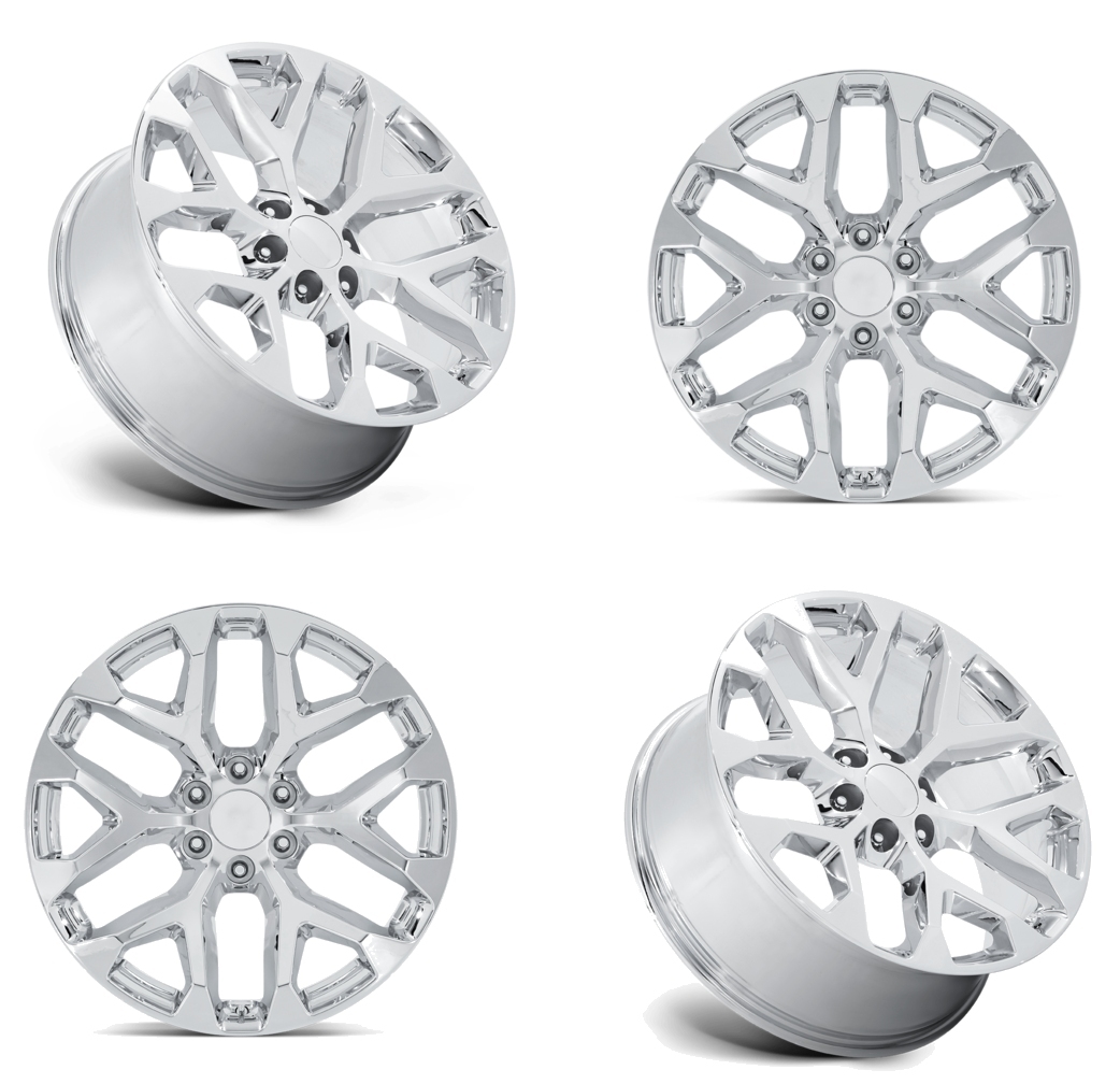 Replica Chrome Snowflake Wheels Package Escalade Tahoe Silverado Yukon ...