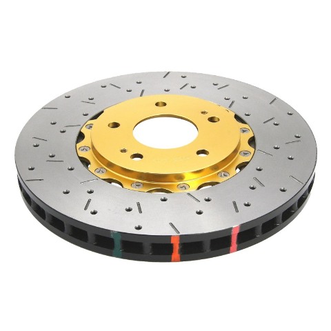 DBA (5654GLDXS-10) 5000 Series 2-Piece Drilled and Slotted Disc Brake Rotor with Gold Hat, Front
