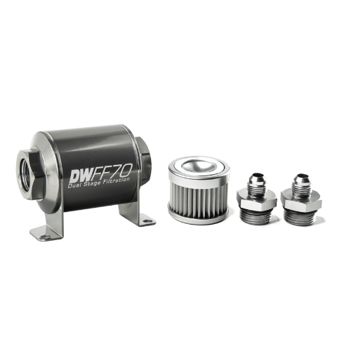 DeatschWerks 6AN 10 Micron Universal Inline Fuel Filter Housing Kit 70mm