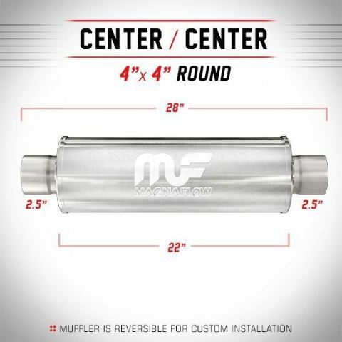 Magnaflow Muffler 10436 Stainless Round 2.5" in 2.5" out 22" body 28" long