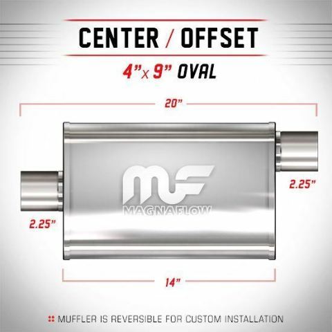 MAGNAFLOW 11225 Stainless Steel Oval Muffler 2.25" In/Out Offset (Satin)