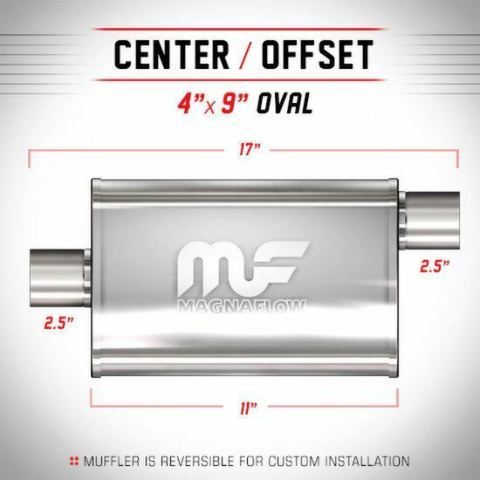 MAGNAFLOW 11366 High Flow Muffler Oval 4x9x11"-2.5 In/Out-Center/Offset