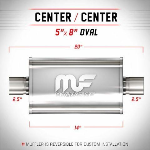 MAGNAFLOW UNIVERSAL MUFFLER 12216 5" x 8" OVAL STAINLESS STEEL 2.5" IN/OUT