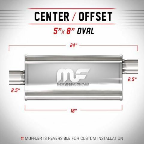 Magnaflow Muffler 12256 Stainless Oval 2.5" in 2.5" out 18" body 24" long