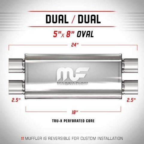 Magnaflow Muffler 12468 Stainless Oval 2.5" in 2.5" out 18" body 24" long