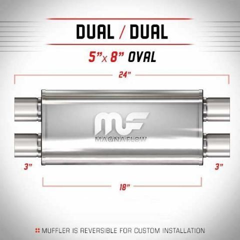 Magnaflow Muffler 12469 Stainless Oval 3" in 3" out 18" body 24" long